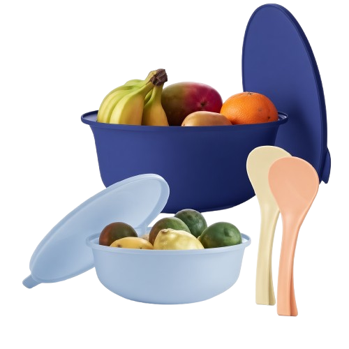 Standing Rice Spoon (2) & Aloha Bowl 1L (Icelandic Mist) & 4L (Tokyo Blue) Set